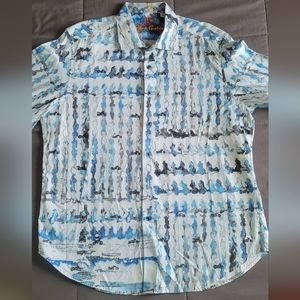 Beautiful Robert Graham L/S shirt rare design Size XL 24"x30"